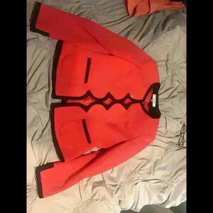 nipon suit Coral/pink trim black size 8p Kasper Blazer